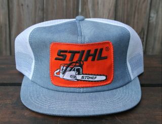 Vtg Denim K Products Brand Made In Usa Stihl Chainsaws Trucker Hat Baseball Cap