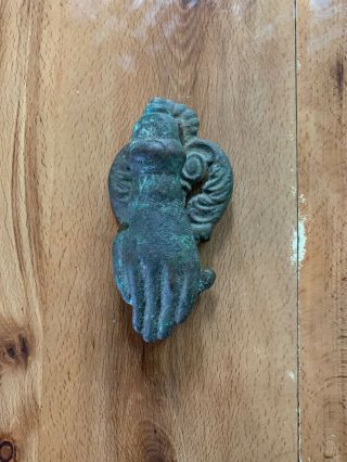Fine Detail Antique Brass Sculpture Hand Holding Ball Door Knocker