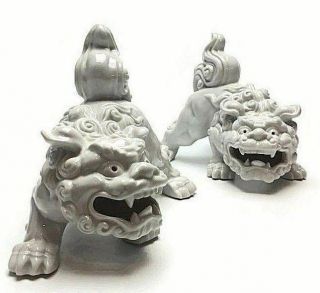 Vintage Asian 2 Omc Otagiri Foo Dog Temple Lions Figurines White Porcelain Japan