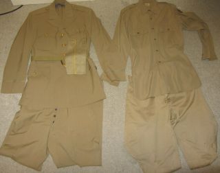 Ww2 Cavalry Officers Uniform Grouping M1926 Khaki Dress Uniform 5/1942 Named