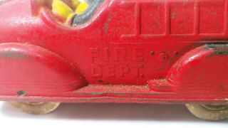 Vintage Walt Disney Mickey Mouse Sun Rubber Products Toy Fire Truck 7