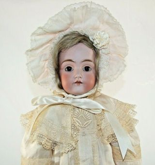 Antique German Kestner 154 Bisque Head Doll - 19 Inches - Silk Dress