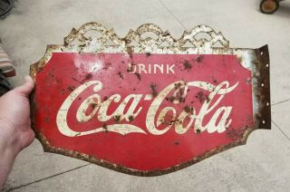 Vintage Antique 1937 Coca Cola Flange Sign - Rare Coke Sign