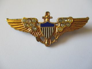 Wwii Us Navy Pilot Wings Rare 2 " Sterling Sweetheart Pin