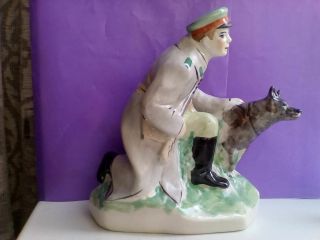 Soviet Soldier Border Guard With A Sheepdog Russian Porcelain Figurine 8979c