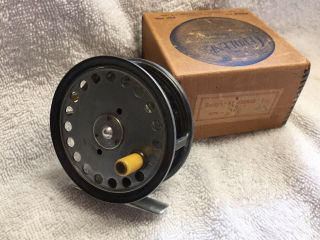 Antique Early 3 3/8” Hardy St.  George Fly Reel W Time Period Box Agate
