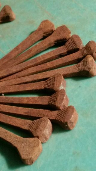 50 Vtg Cut Nails 2 " Old Straight Antique Rusty Square Head Flat Brad