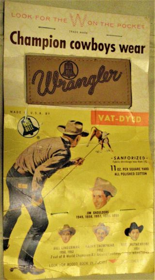 VINTAGE NOS WITH TAGS MENS TAN WRANGLER JEANS WITH TAGS LATE 50 ' S - EARLY 60 ' S 2