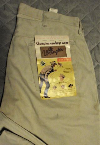 VINTAGE NOS WITH TAGS MENS TAN WRANGLER JEANS WITH TAGS LATE 50 ' S - EARLY 60 ' S 4