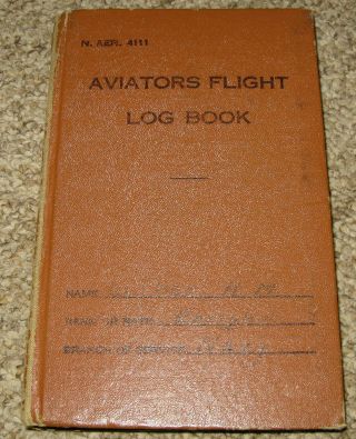 Aviator’s Flight Log Book,  1944 - 45,  Wwii Hellcat Pilot Estate