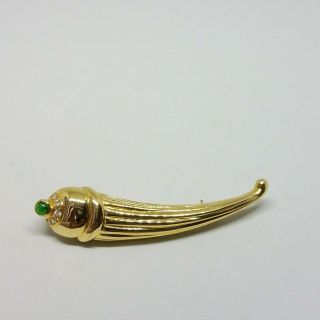 Gherardini Vintage 18k Yellow Gold Diamond Emerald Brooch Pin 7.  5 G