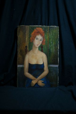 Oil on canvas,  Vintage,  NOT PRINTED,  Signature Modigliani (23.  6x 15.  7 inches) 2