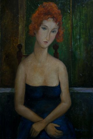 Oil on canvas,  Vintage,  NOT PRINTED,  Signature Modigliani (23.  6x 15.  7 inches) 4