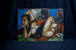 Oil on canvas,  vintage,  NOT PRINTED,  signature Picasso (17.  5 x 24.  2 inches) 2