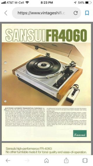 Vintage Turntable Sansui FR - 4060 in South Florida Local Pickup 12