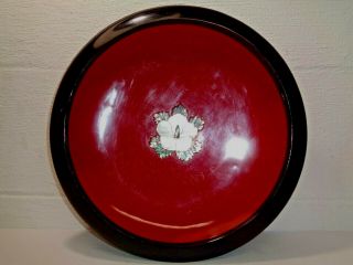 Lacquered Wooden Ornamental Bowl With Fine Inlaid Mother - Of - Pearl Red - Black 13 "