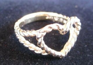 14k Yellow Gold Twisted Wire Heart Ring Size 7.  5 James Avery Jim Morris