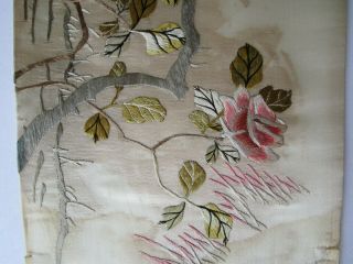 Antique Chinese Silk Embroidery Sparrows Birds rose Flowers,  64cmx23cmneeds Help 8