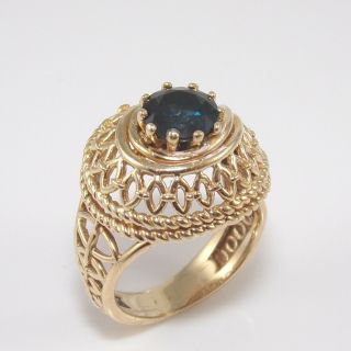 Vintage 14k Yellow Gold Blue Sapphire Crossover Ring Size 5.  5 Gge