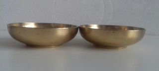 2 Vintage Asian Heavy Solid Bronze Bowls Hand Engraved.  Pin Coin Dish 5