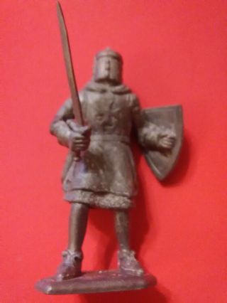 Vintage Marx Prince Valiant and Black Knight Figures Silver 6