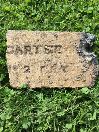 Very Rare Antique Brick Labeled “carter No.  2 Key” Very Rare Salvaged Illinois