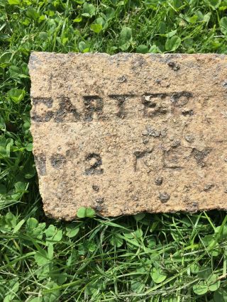 Very RARE Antique Brick LABELED “Carter No.  2 Key” Very Rare Salvaged Illinois 2