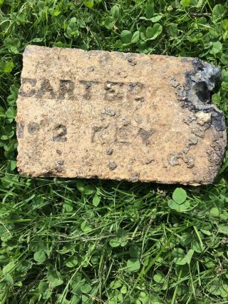 Very RARE Antique Brick LABELED “Carter No.  2 Key” Very Rare Salvaged Illinois 4