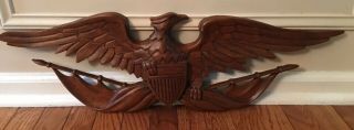 Vintage Wood Carved American Eagle Wall Hanging Patriotic Americana Plaque