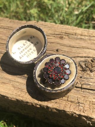 Victorian Antique Flat Cut Garnet Large Chunky Ring Cluster