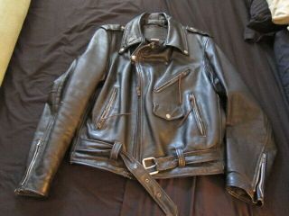 Heavy Leather Biker Jacket Lite Weight Lined Mens Sz 42 Vintage