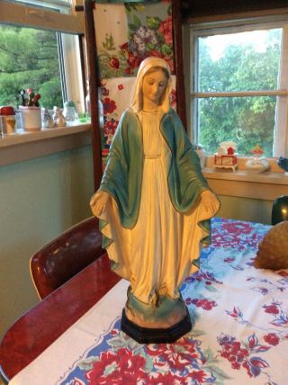 Vintage 1959 Antonio’s Art Studio Virgin Mary Chalkware Religious Statue