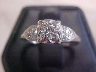 ANTIQUE DECO 1920 ' S OLD EUROPEAN CUT.  40ct DIAMOND RING 14K WHITE GOLD sz7.  5 3