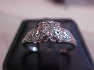 ANTIQUE DECO 1920 ' S OLD EUROPEAN CUT.  40ct DIAMOND RING 14K WHITE GOLD sz7.  5 5