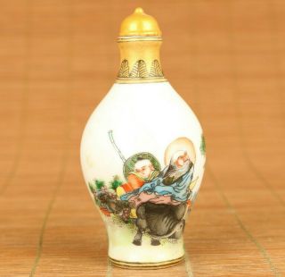 Rare Chinese Old Porcelain Hand Painting Buddha Snuff Bottle Home Decoration