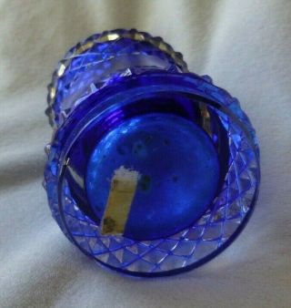 VTG RARE CZECH COBALT BLUE CUT GLASS PERFUME BOTTLE SIGNED W.  GERMANY ATOMIZER 7