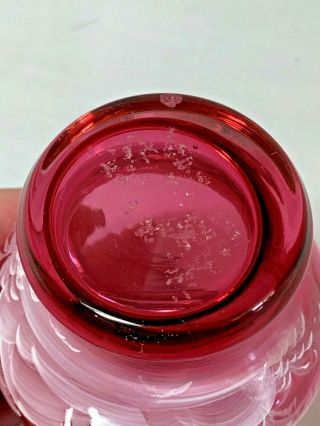 Cranberry Mary Gregory glass sugar shaker with lid 2