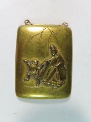 Vintage Japanese Brass Pendant Immortal Holding Frogs Hand