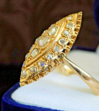 Gorgeous Antique Rose Cut Diamond 18k Solid Rose Gold Navarette Ring Sz 7
