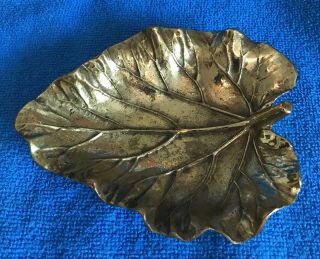 Virginia Metalcrafters 3 - 34 Brass Rhubarb Leaf Dish Ashtray 1948 -
