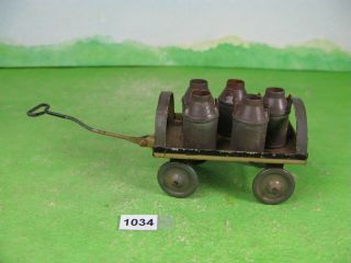 vintage tinplate toy trolley cart with churns collectable model railway 1034 3
