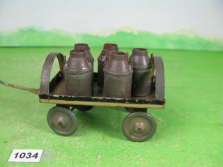vintage tinplate toy trolley cart with churns collectable model railway 1034 4