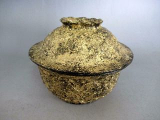 Chinese Vintage Copper Bowl W/sign Of Qing Era/ Gold Leaf/ 8731