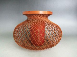 Japanese Vintage Bamboo Vase/ Tasteful Style & Weaving Work/ 8665
