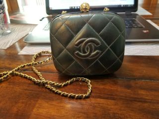 Vintage Chanel Clutch Purse With Dome Closure