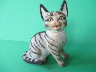 Extreme Rare Candy Container German Cat With Glass Eyes Plush Antique Ca 1905