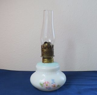 Antique Miniature Kerosene Lamp Coreopsis Pattern Eapg