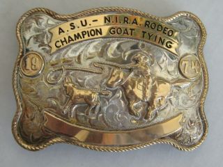 Nelson Silvia Sterling Silver And 10k Gold Trophy Buckle