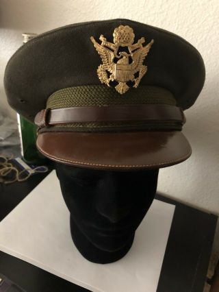 Ww2 Us Army Air Corps Officer’s Crusher Visor Hat,  W Cap Badge Wwii