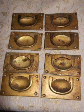 Set Of 8 Antique/vintage Style Brass Military Insert /flush Handles